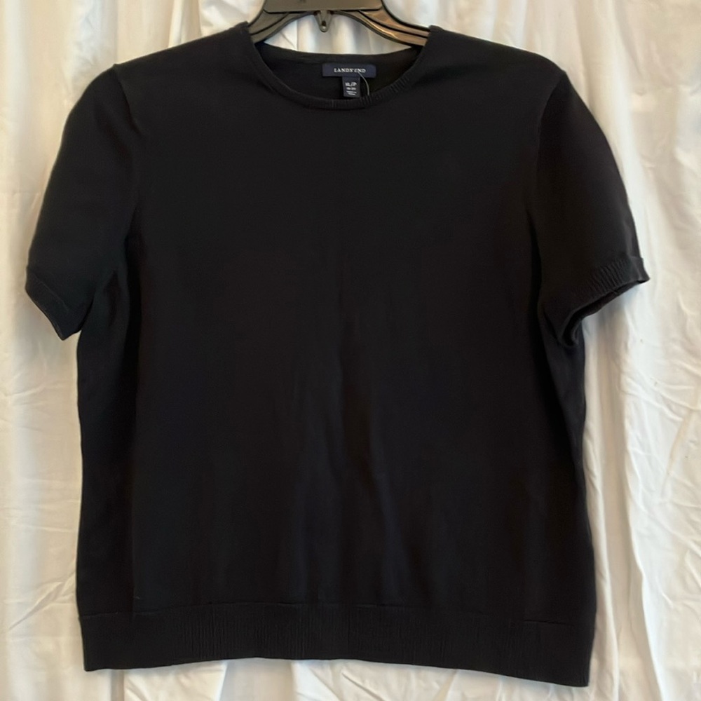 Lands' End Black short sleeve sweater